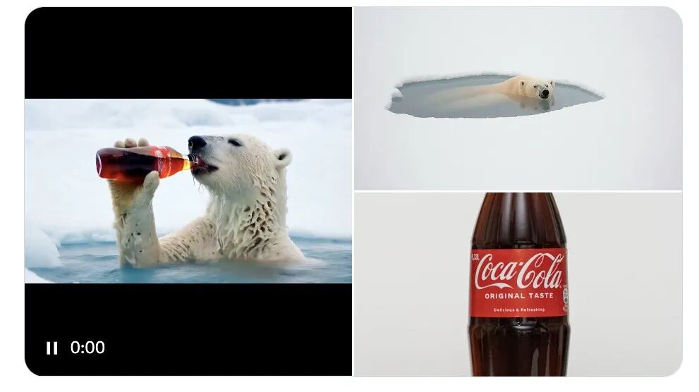 Elements feature in action: polar bear with Coca-Cola bottle (character + object lock demo)